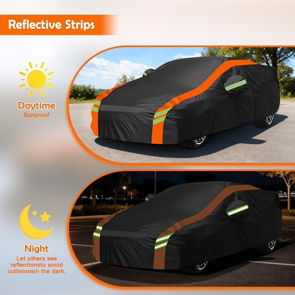 Generic Black Orange stripe Car Cover for Subaru WRX Impreza